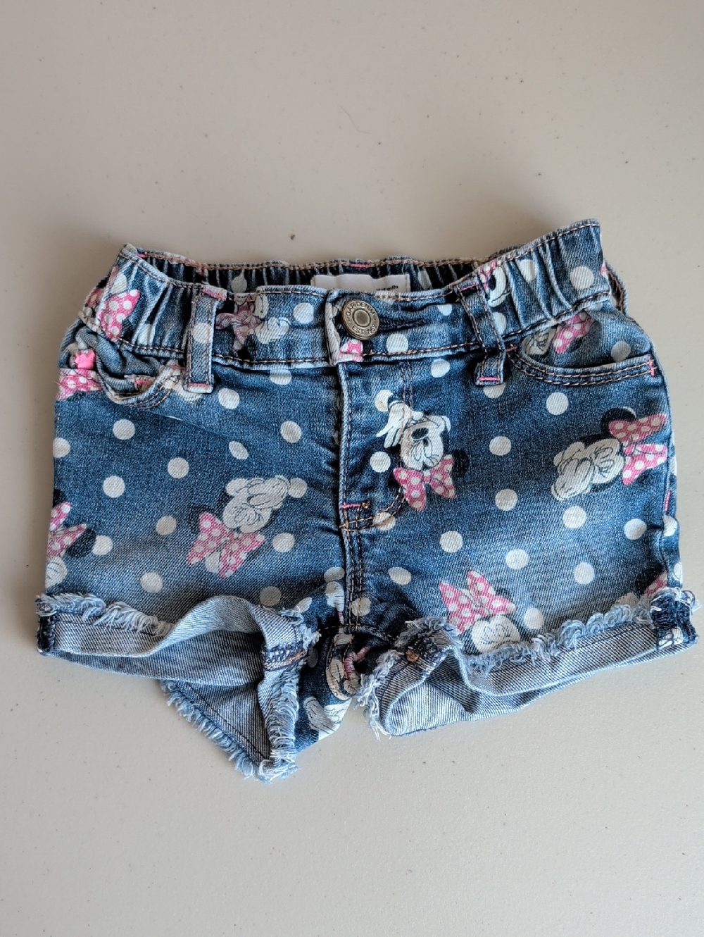 GAP Minnie Mouse Polka Dot Denim Shorts - Blue/Pink/White